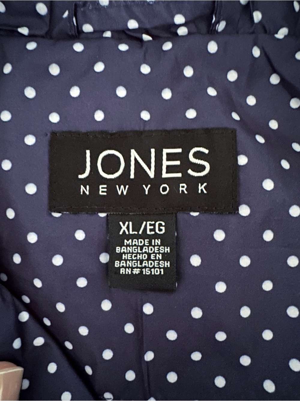 Jones New York Navy with White Polka Dot Hooded Raincoat - Picture 5 of 10